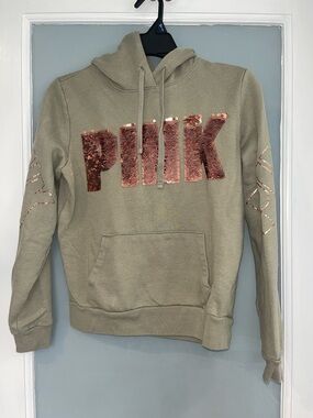 Victoria's Secret PINK oliveish Hoodie with Gold Logo